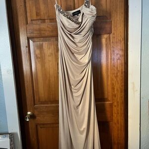 Adam Beige Draped Maxi Dress